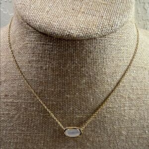 Kendra Scott Gold Necklace with White/Opal Marquise Pendant